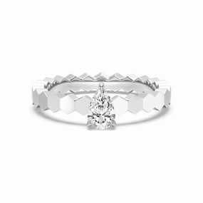Geometric Pear Shaped Lab Grown Diamond Promise Ring Starry Look