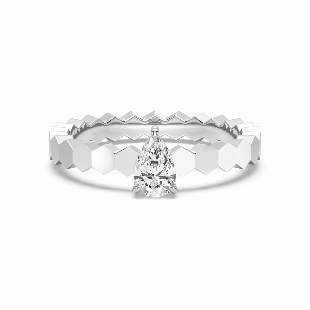 Geometric Pear Shaped Lab Grown Diamond Promise Ring Fashionable Touch