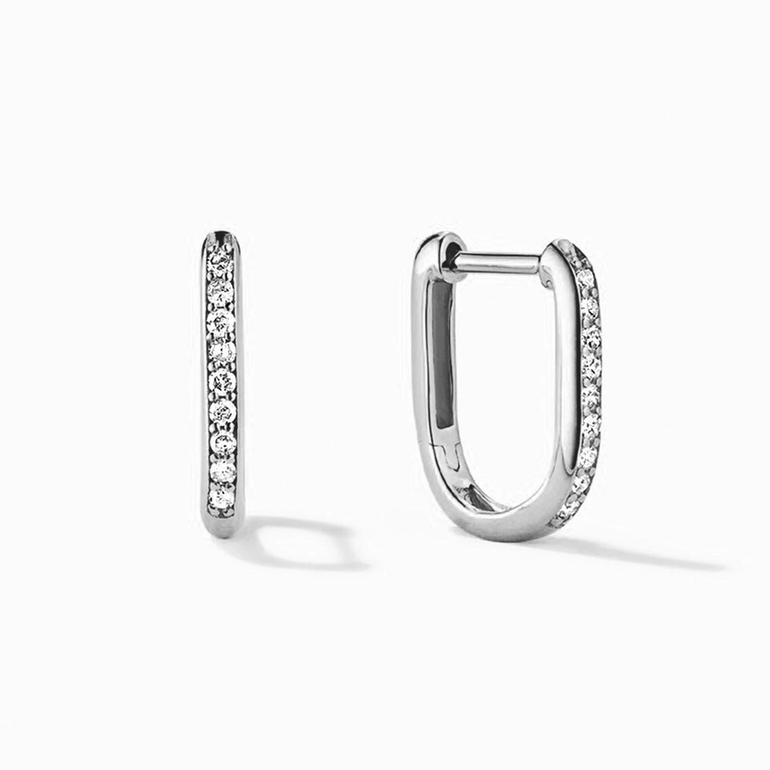 Heritage Style Glow Look U-Shape Moissanite Paved Huggie Hoop Earrings