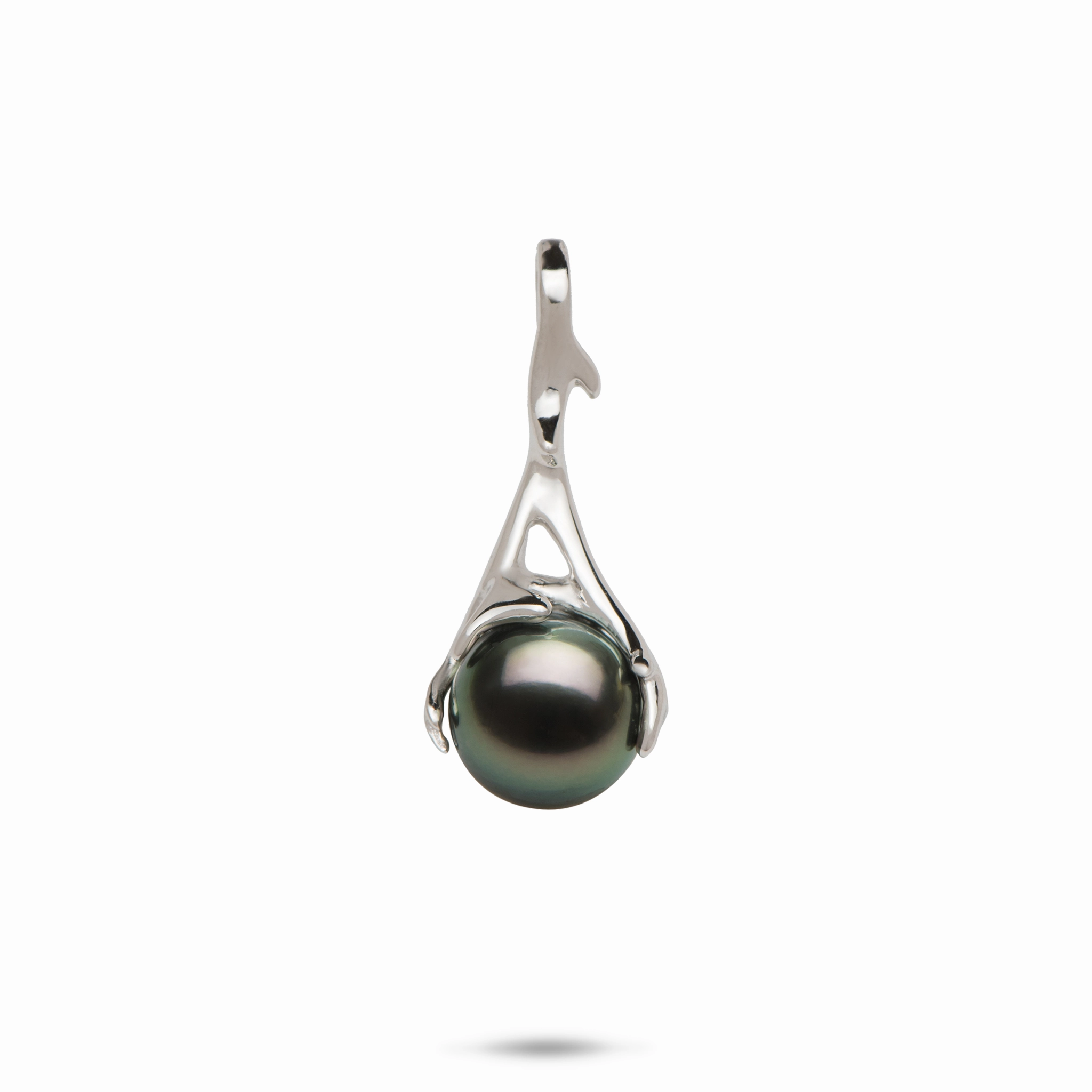 Shiny Embellishment Sparkle Finish Heritage Tahitian Pearl Pendant in White Gold - 25mm