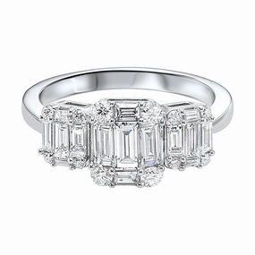 3-Stone Baguette Diamond Ring 1/2 Cttw 14K White Gold Playful Spark Dazzling Shine
