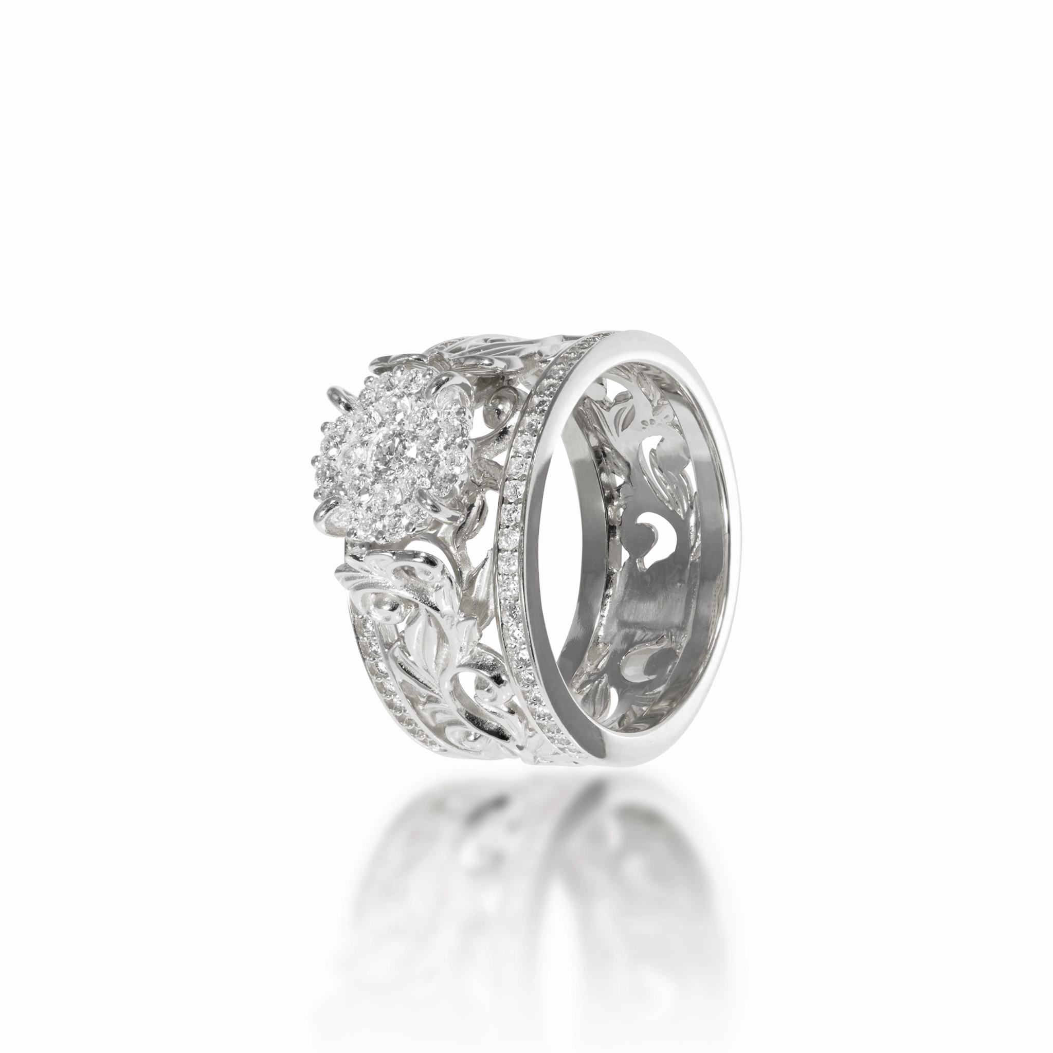 Living Heirloom Engagement Ring in White Gold with Diamonds - 10mm Luxury Accessories