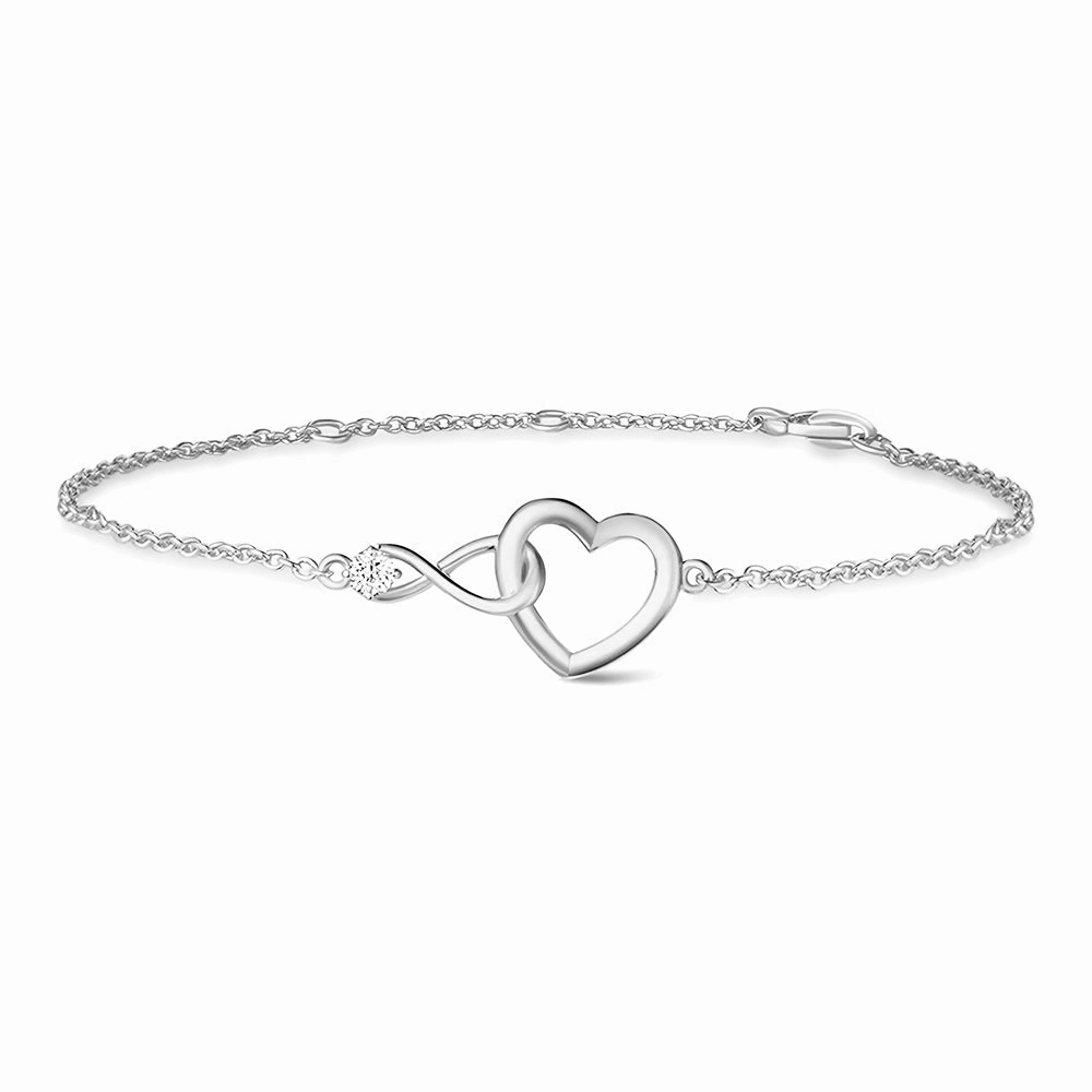 clean look Modern Highlight Interlocking Hearts Diamond Accent Infinity Bracelet