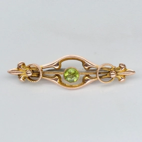 10k Peridot Yellow Gold Brooch Opulent Edge Party Style