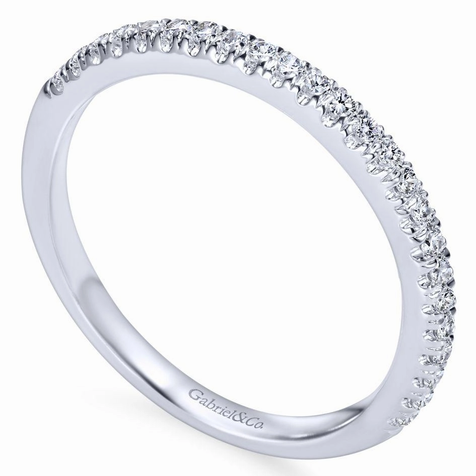 Straight Pave Diamond Wedding Band 14K White Gold 393B Quality Embellishment