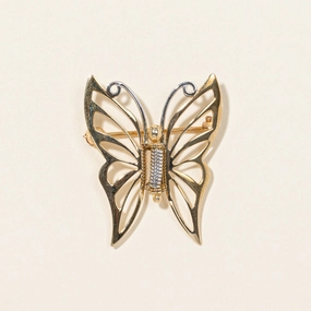 Duo Tone Gold Butterfly Brooch Luxury Form