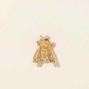Trendy Charm Ruby Textured Insect Brooch | 0.10ctw