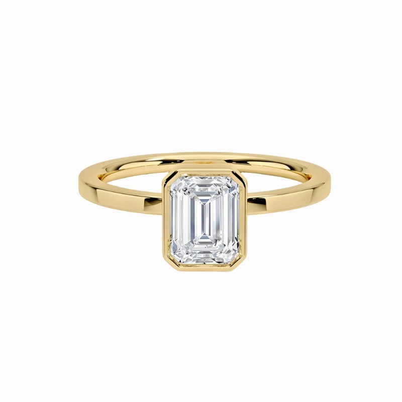 1 Carat Emerald Cut Bezel Set Diamond Ring | S925 | Moissanite Everyday Look Gift Option