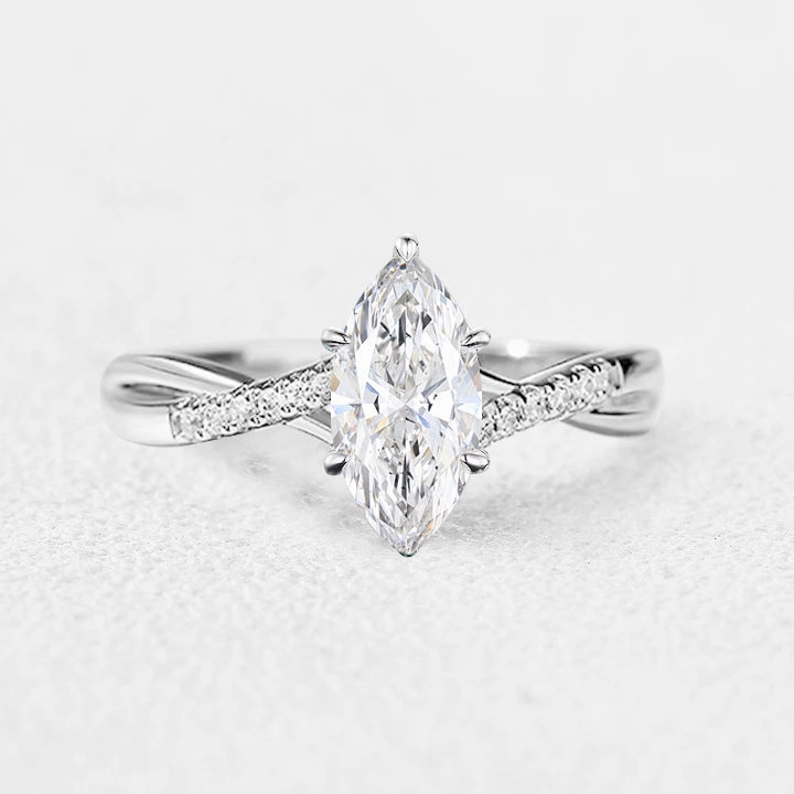 Marquise Cut Moissanite Classic Infinity Engagement Ring Handmade Shine