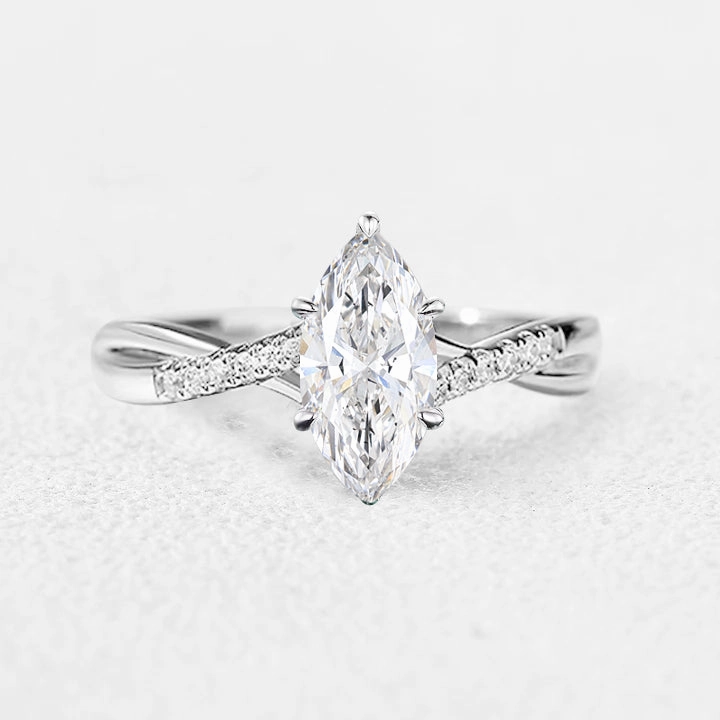 Marquise Cut Moissanite Classic Infinity Engagement Ring Fashion Forward Smooth Feature