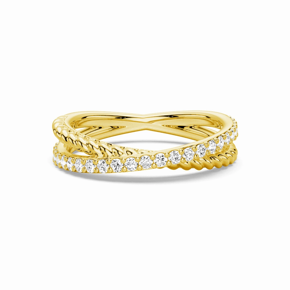 Modern Edge Twisted Rope Crisscross Diamond Ring Handmade Details Modern Form