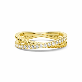 Modern Edge Twisted Rope Crisscross Diamond Ring Handmade Details Modern Form