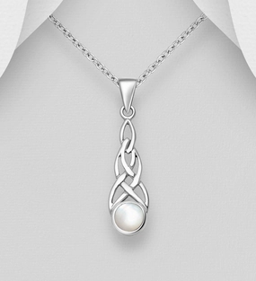 Celtic Knot Sterling Silver Pendant with Mother of Pearl Trendy Glow Fashion pieces