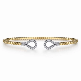 Romantic Touch 14K Yellow-White Gold Bujukan Diamond Teardrops Bangle