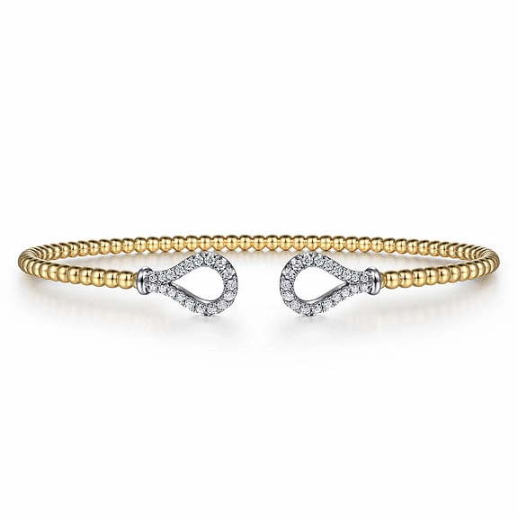 Romantic Touch 14K Yellow-White Gold Bujukan Diamond Teardrops Bangle