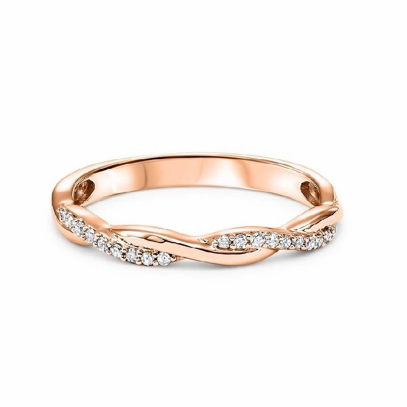 Crossover Stackable Diamond Band 1/10 Cttw 14K Rose Gold Custom Article standard size