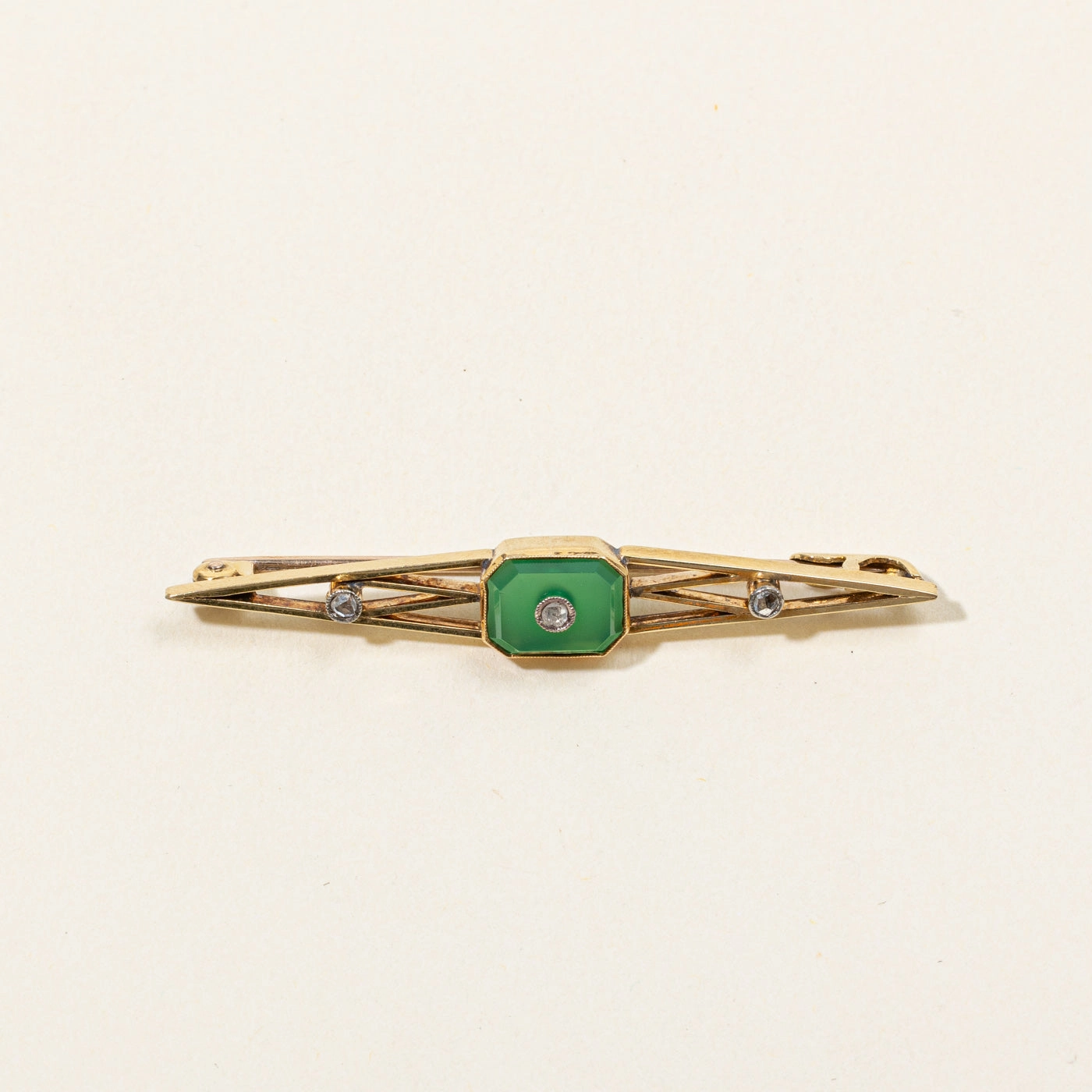 Chrysoprase & Diamond Brooch | 0.50ct, 0.05ctw | Clean Aesthetic