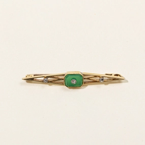 Chrysoprase & Diamond Brooch | 0.50ct, 0.05ctw | Clean Aesthetic