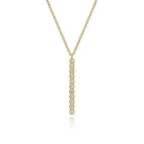 Timeless Flow 14K Yellow Gold Diamond Vertical Bar Y Pendant Necklace