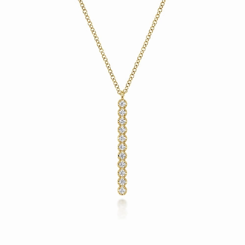 Timeless Flow 14K Yellow Gold Diamond Vertical Bar Y Pendant Necklace