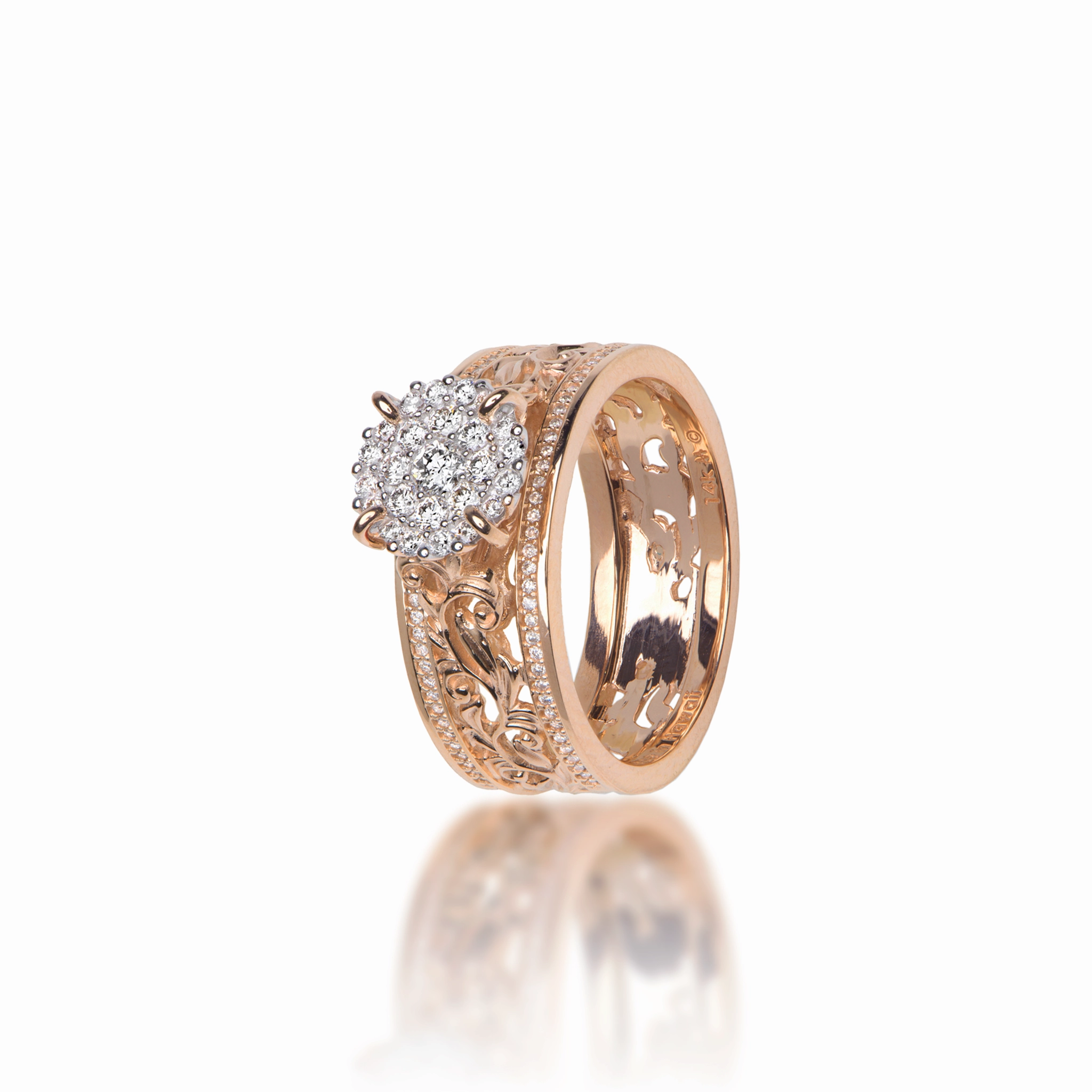 Living Heirloom Engagement Ring in Rose Gold with Diamonds - 7mm Evening Glow