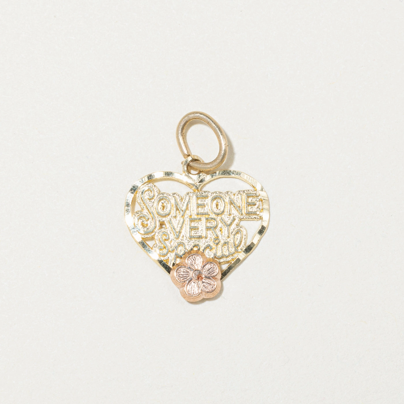 Silk Finish 10k Two Tone Gold "Someone Very Special" Charm