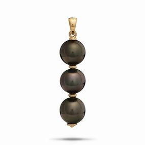 Pastel Look Romantic Spark Tahitian Black Pearl Pendant in Gold - 10-11mm