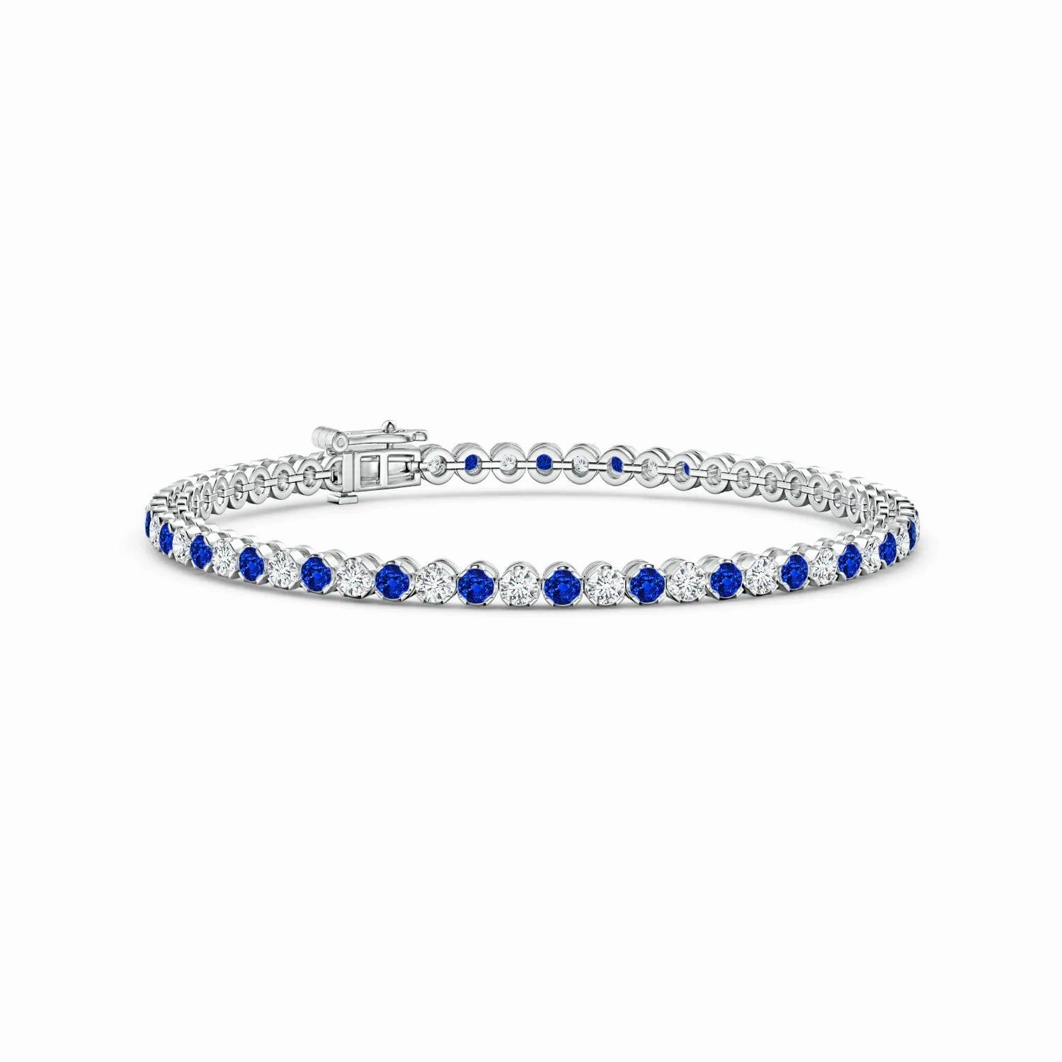 2.96 CT. Classic Sapphire and Brilliant Moissanite Tennis Bracelet Beauty Element