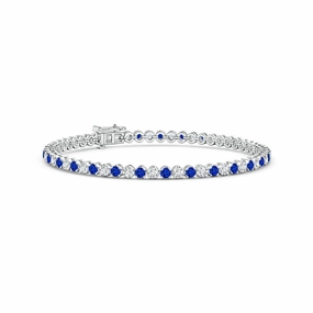 2.96 CT. Classic Sapphire and Brilliant Moissanite Tennis Bracelet Beauty Element