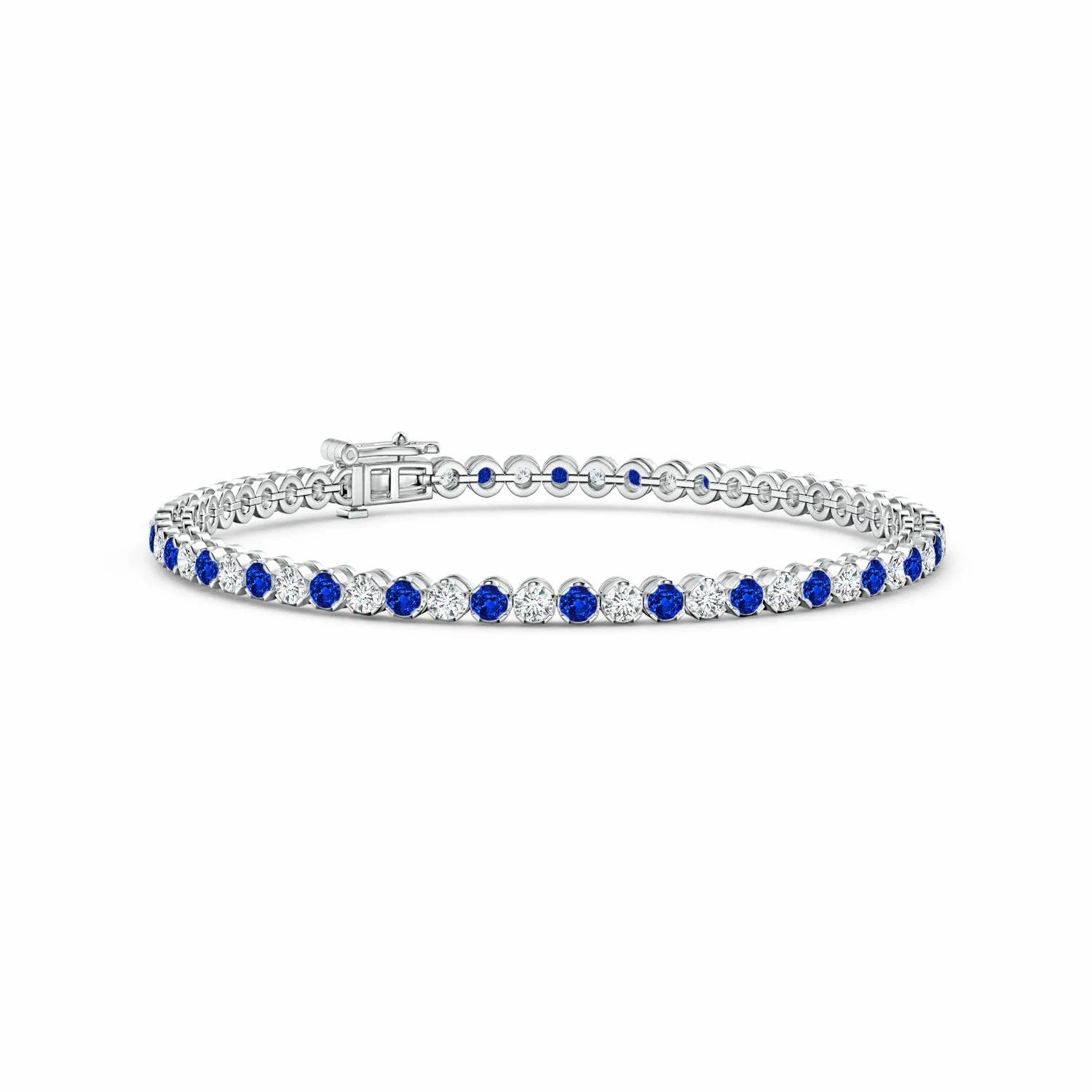 2.96 CT. Classic Sapphire and Brilliant Moissanite Tennis Bracelet Autumn Accent Gleaming Edge