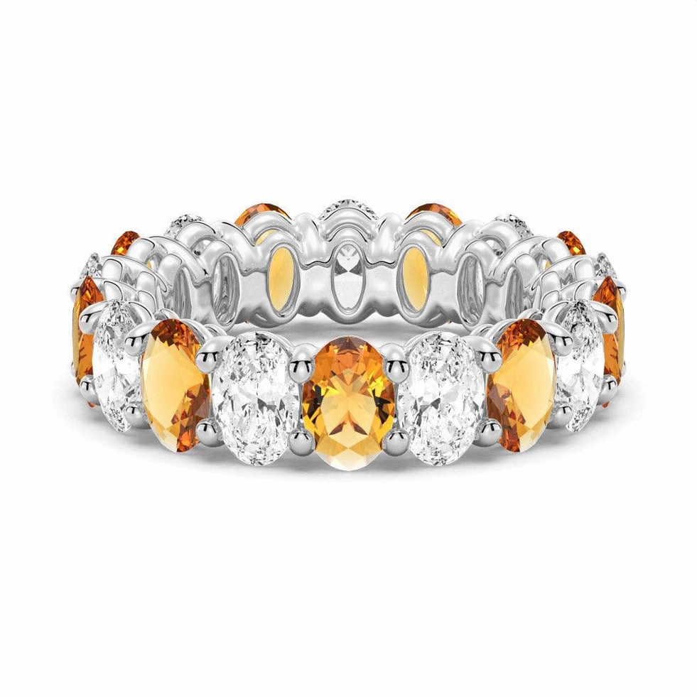 6.6 CT. Lab Grown White Sapphire with Citrine Gemstone Band Urban Style Stylish Pop
