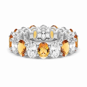 Graceful Accent 6.6 CT. Lab Grown White Sapphire with Citrine Gemstone Band