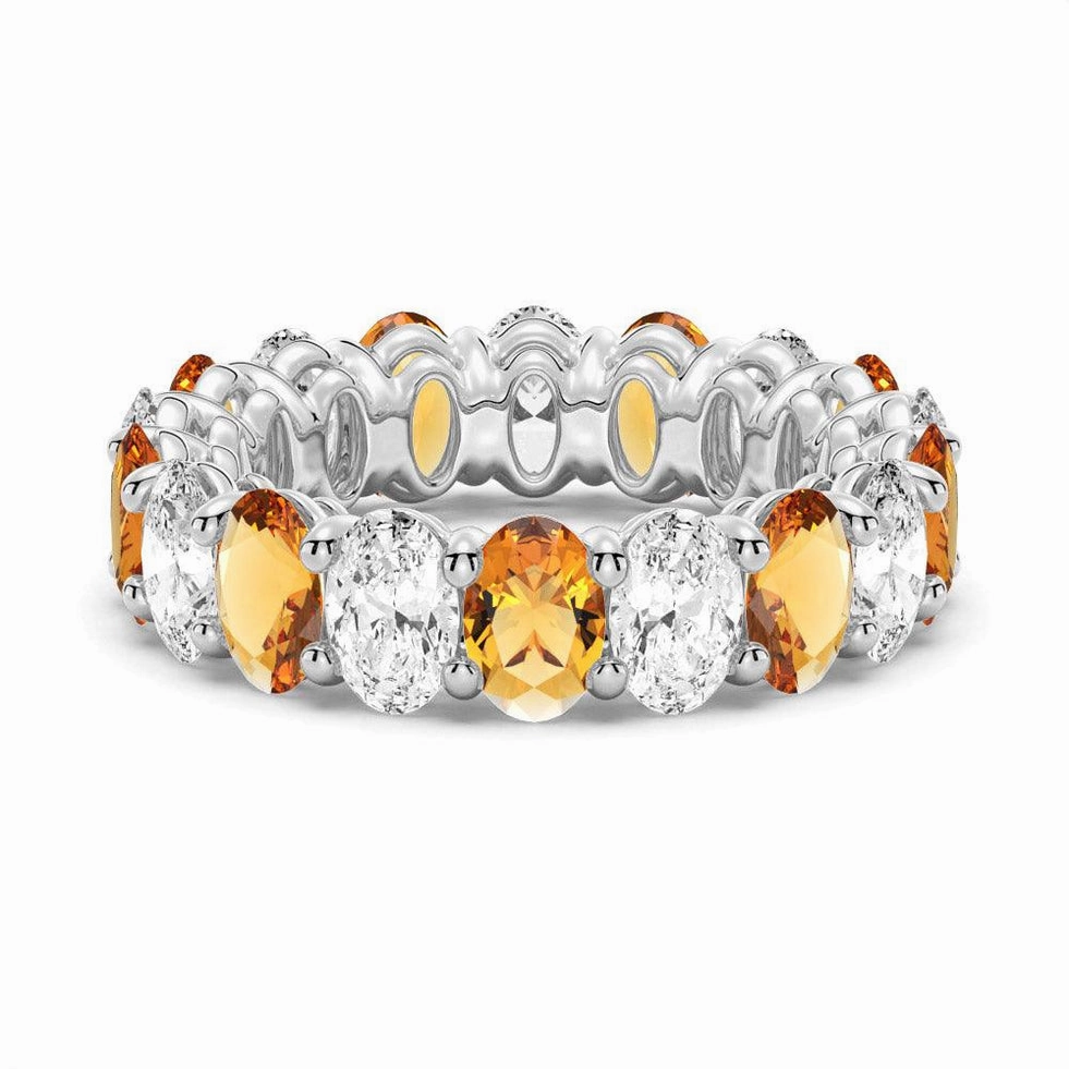 Cool Spark 6.6 CT. Lab Grown White Sapphire with Citrine Gemstone Band