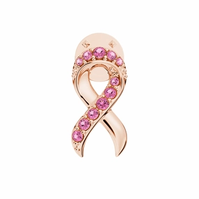 Exclusive Style Timeless Beauty "Faith Over Fear" Ribbon Brooch Pin In Rose Gold With Pav?? Pink Sapphires