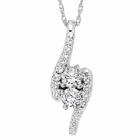 Trendy Touch Luminous Shine Twogether Diamond Necklace 1/2 Cttw 14K White Gold