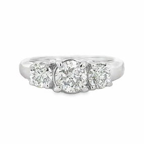 Kirkland Jewelry Estate | 14K White Gold Three Stone Engagement Ring Light Spark