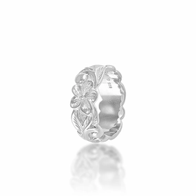 Hawaiian Heirloom Plumeria Ring in Sterling Silver - 8mm Layer Look Layered Look