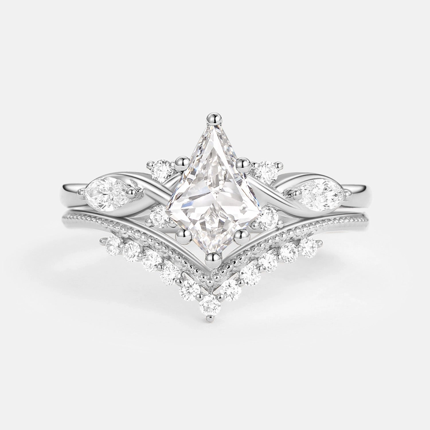 Unique Kite Lab Grown Diamond Infinity Engagement Ring Set 2pcs Style Essential