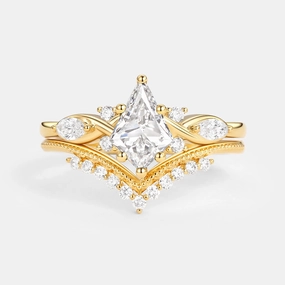 Unique Kite Lab Grown Diamond Infinity Engagement Ring Set 2pcs Radiant Texture