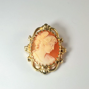 Artful Sparkle Stylish Vibe Gold Cameo Pendant/Brooch |