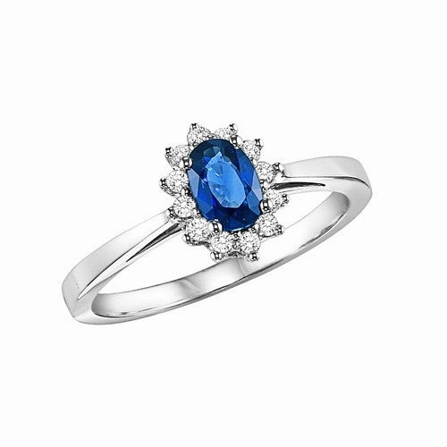 Unique Accessory Creative Design Gold Sapphire With Diamond Oval Halo Ring 14k White Gold