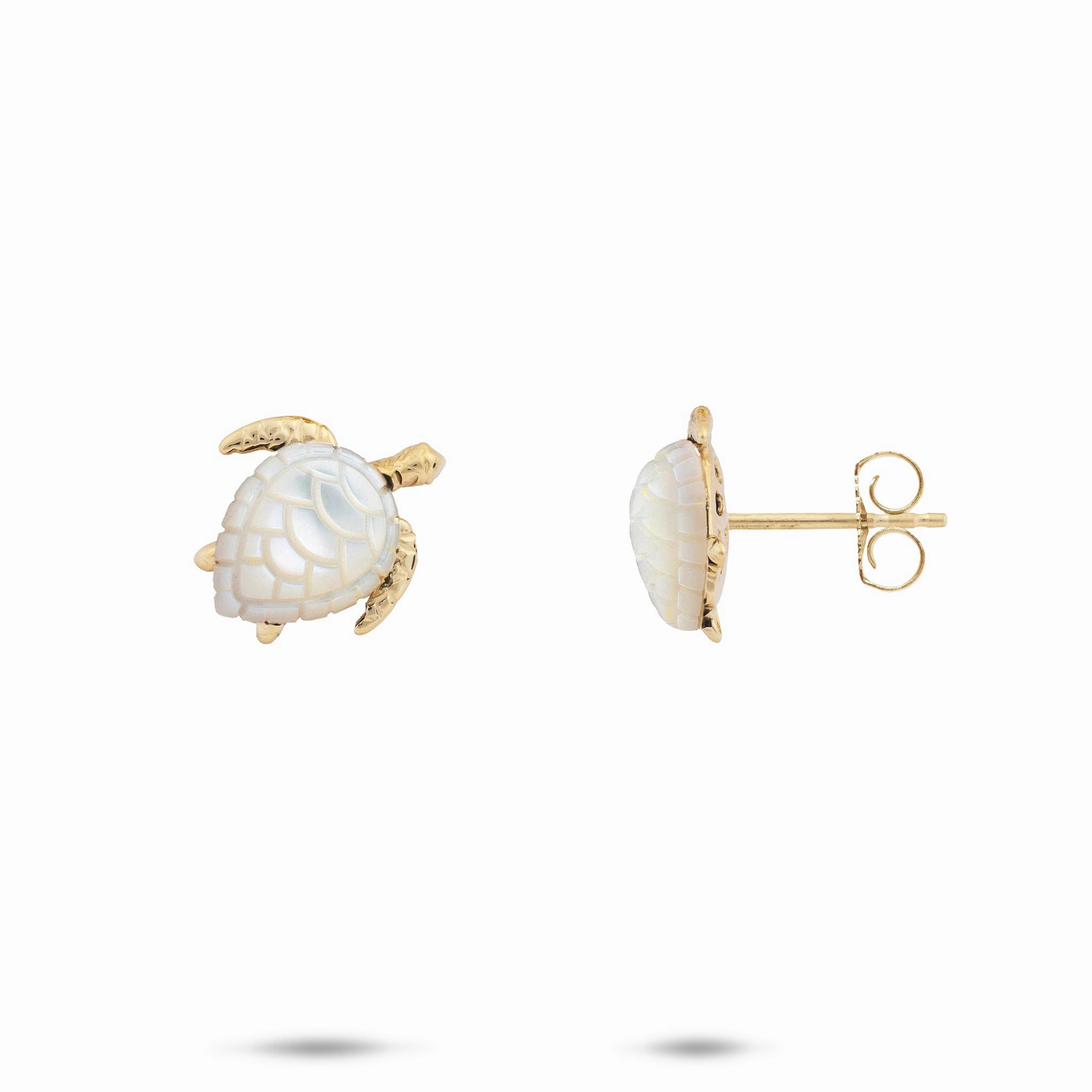 Honu Mother of Pearl Earrings in Gold - 11mm Premium Style