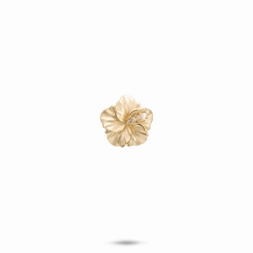 Hawaiian Gardens Hibiscus Pendant in Gold with Diamonds - 11mm Simple Style