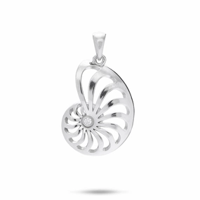 Finest Style Nautilus Pendant in Sterling Silver with Cubic Zirconia - 25mm