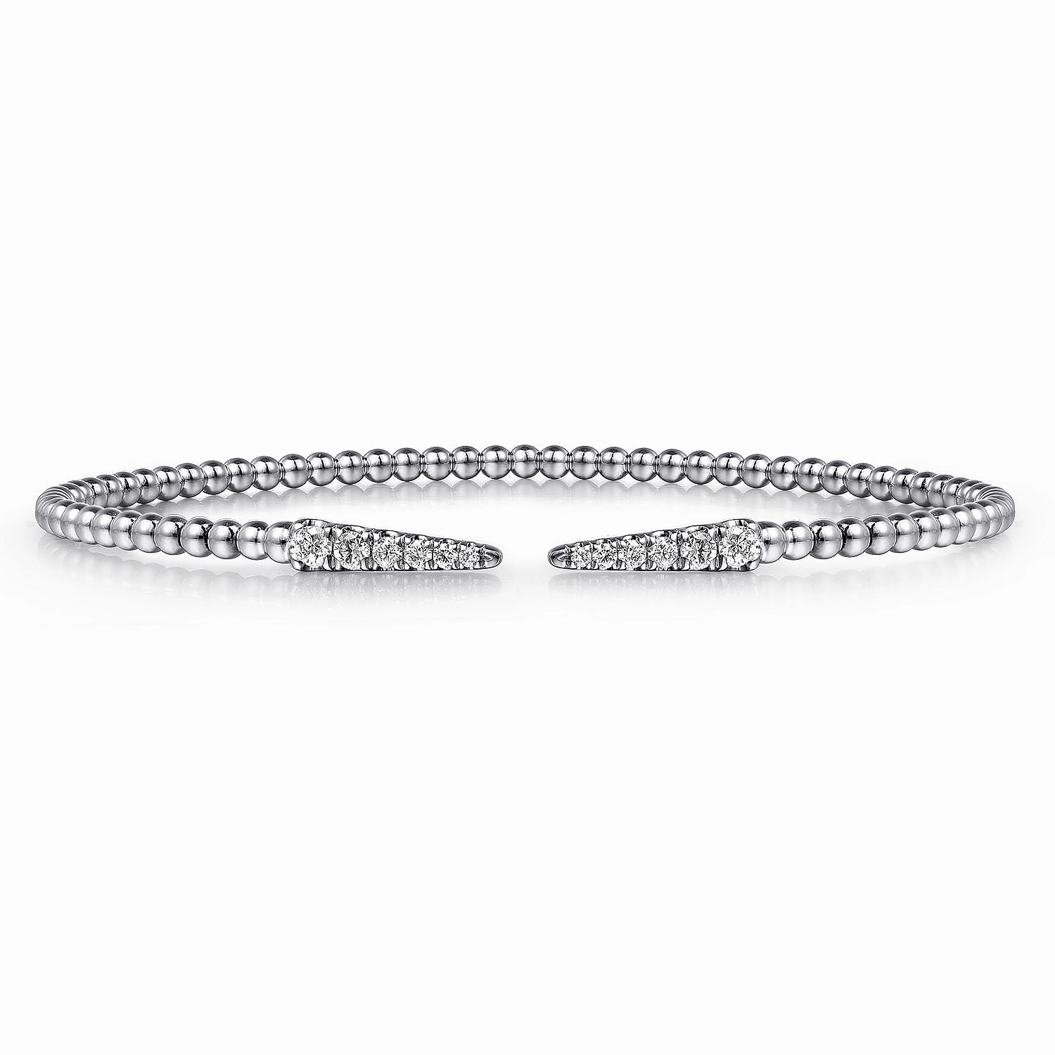 14K White Gold Bujukan Diamond Spikes Split Bangle Romantic Present