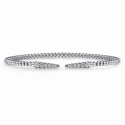 Premium Piece Allure Touch 14K White Gold Bujukan Diamond Spikes Split Bangle