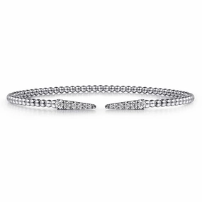Premium Piece Allure Touch 14K White Gold Bujukan Diamond Spikes Split Bangle