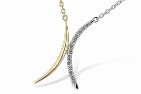 Stunning Finish Glam Vibes 14K Yellow & White Gold .14cttw Diamond Fashion Necklace