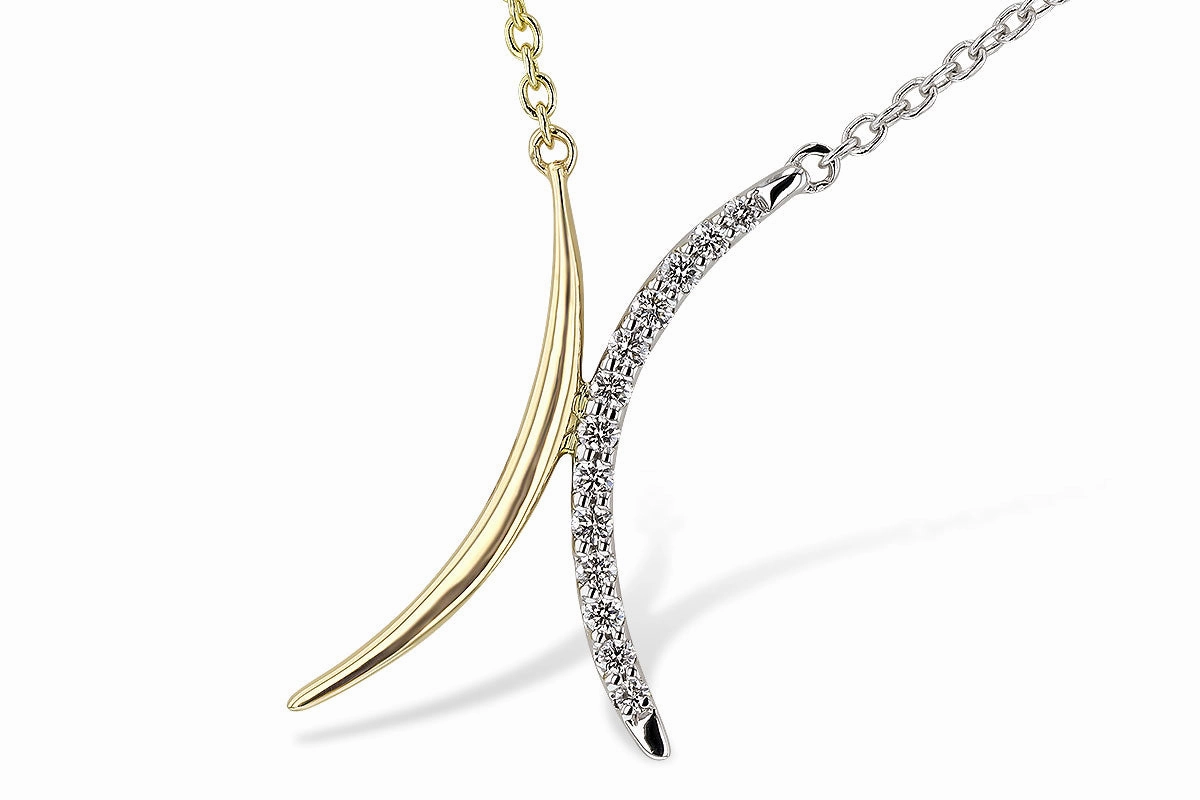 Stunning Finish Glam Vibes 14K Yellow & White Gold .14cttw Diamond Fashion Necklace