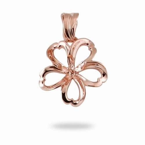 Pick A Pearl Plumeria Pendant in Rose Gold - 17mm Statement Form Polished Highlights